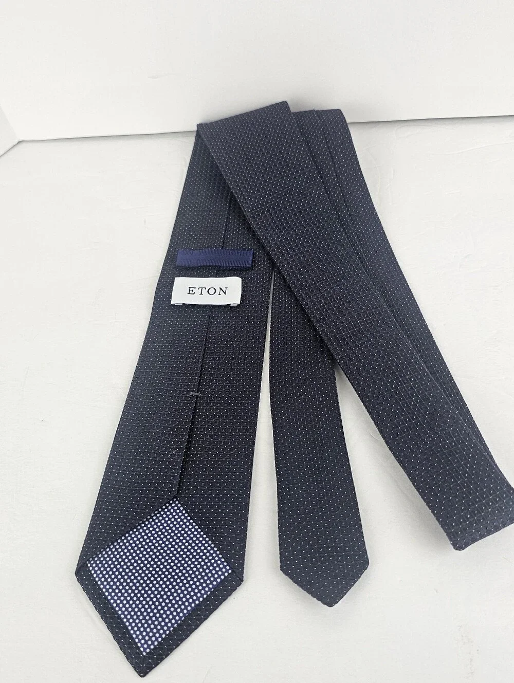 ETON 100% Silk Tie Italy Blue Jacquard Geometric Diamond Luxury Professional